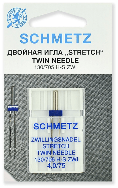 Иглы Schmetz стрейч двойные 130/705 H-S ZWI 4,0/75, 1 шт в Бакале